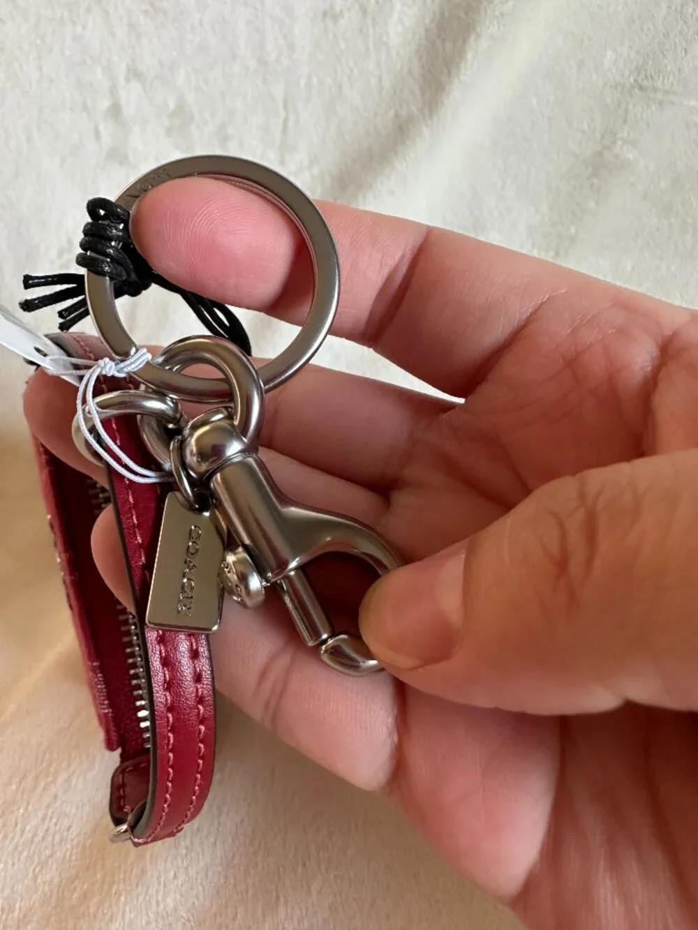 NWT! Coach Mini Nolita Bag Charm In Signature Denim Silver/True Red CDB23 - Picture 8 of 12